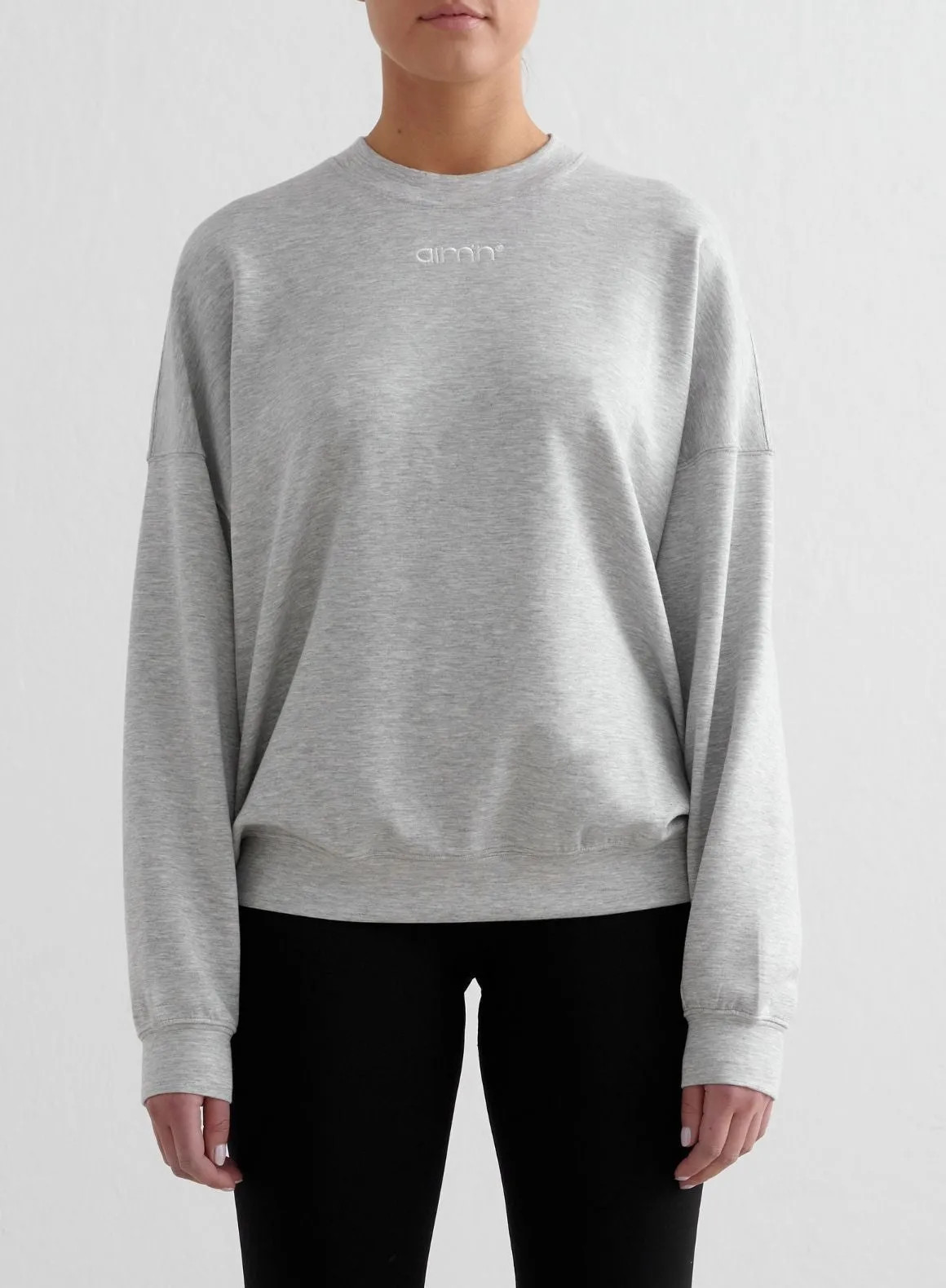 Versatile Layering Fit Light Grey Melange Comfy Modal Sweatshirt