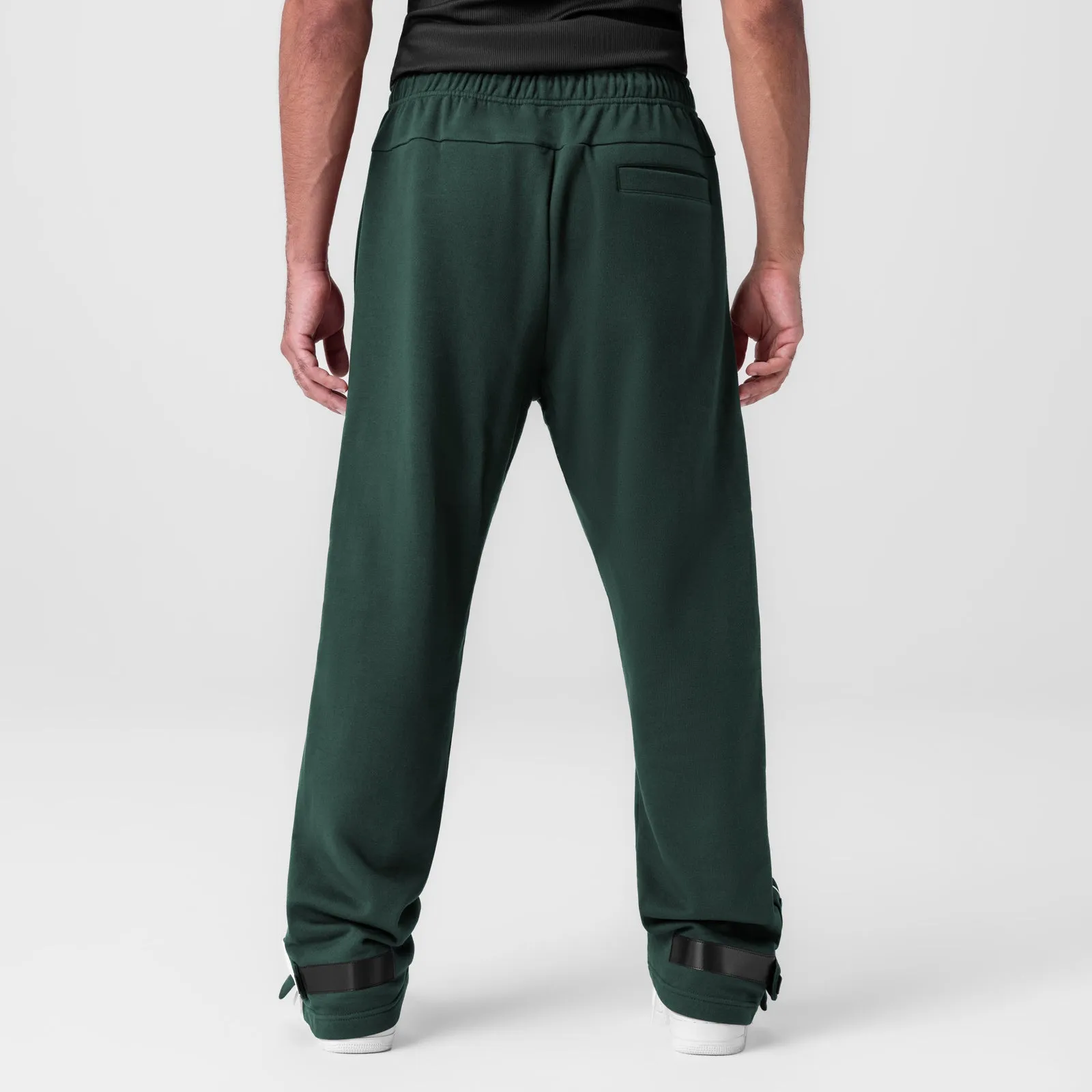 Tagless label 0998. Herringbone Terry Snap Button Sweats - Forest Green