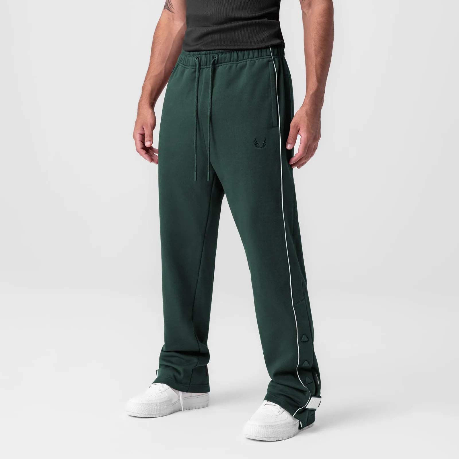 0998. Herringbone Terry Snap Button Sweats - Forest Green Smart Look