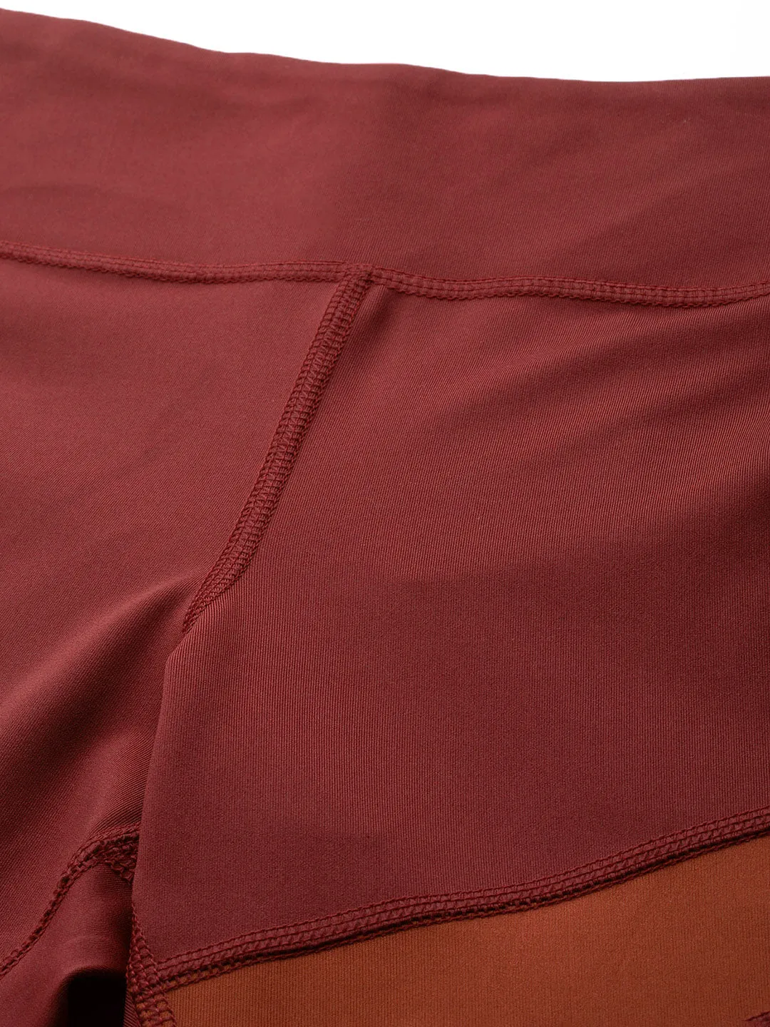 Alcis Women Maroon and Orange Colourblocked Tights Grip Band