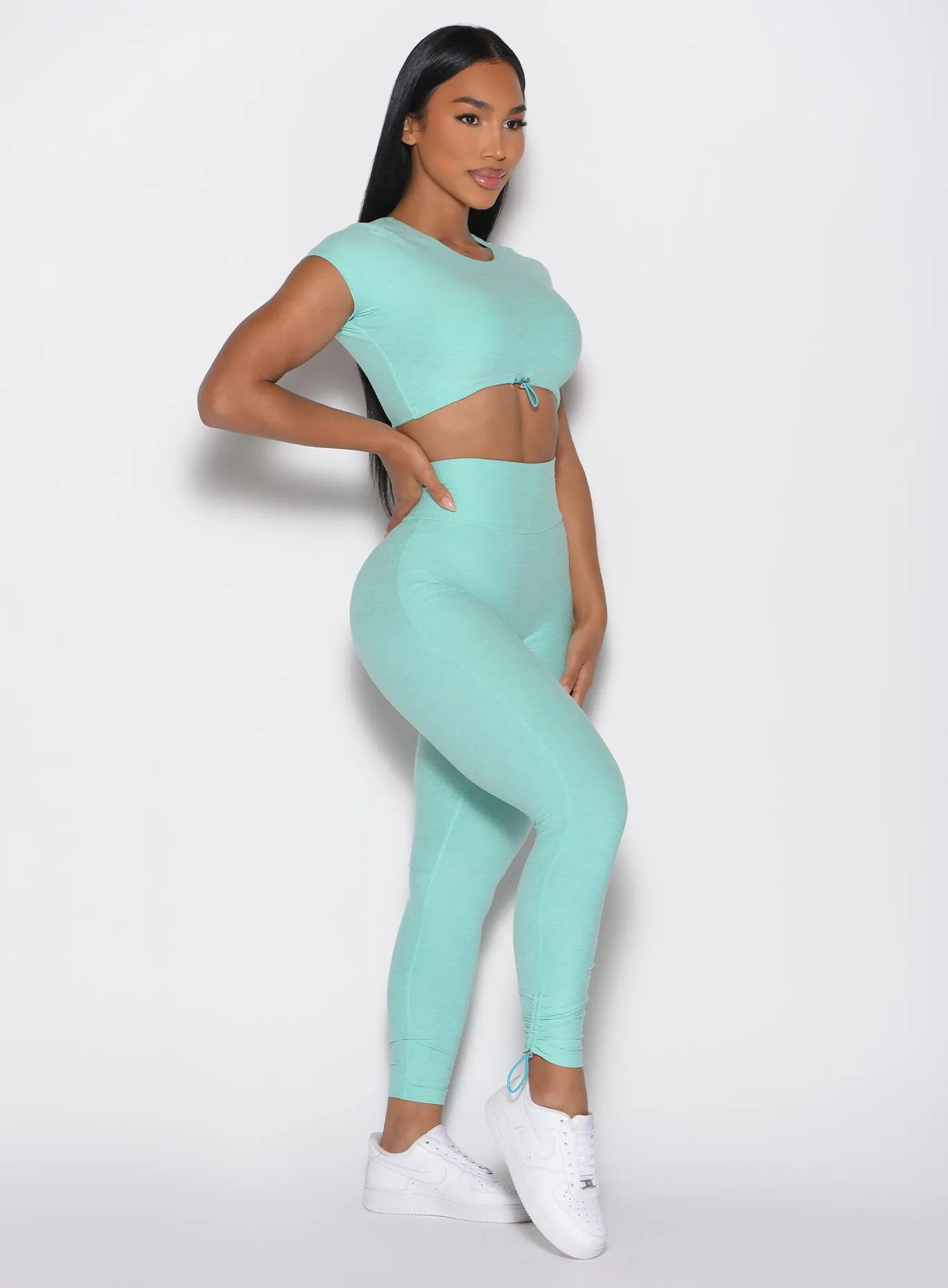 Toggle Pull Leggings Non Restrictive Fit Rib Knit Postpartum Fit