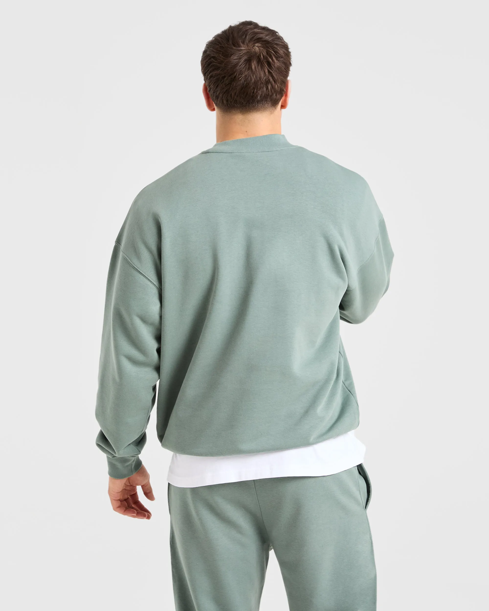 Craft Oversized Sweater - Vintage Sage Subtle pattern Sporty Outfit