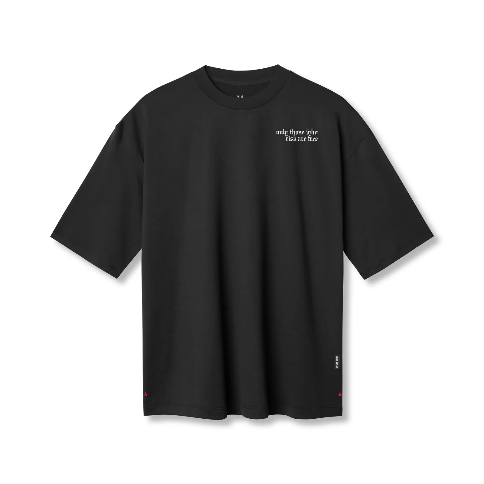 Sustainable Production Process Modern Layering 0841. 3D-Lite? 2.0 Lycra? 3/4-Sleeve Oversized Tee - Black "Brush Wings"