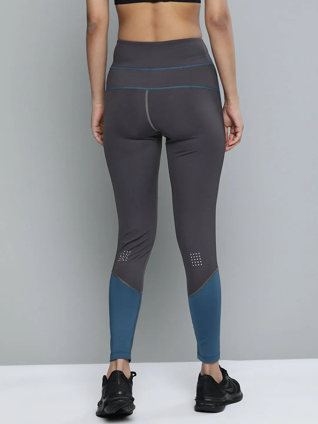 shape fit Evening Walk Slim Fit Alcis Women Grey Teal Blue Colourblocked Tights