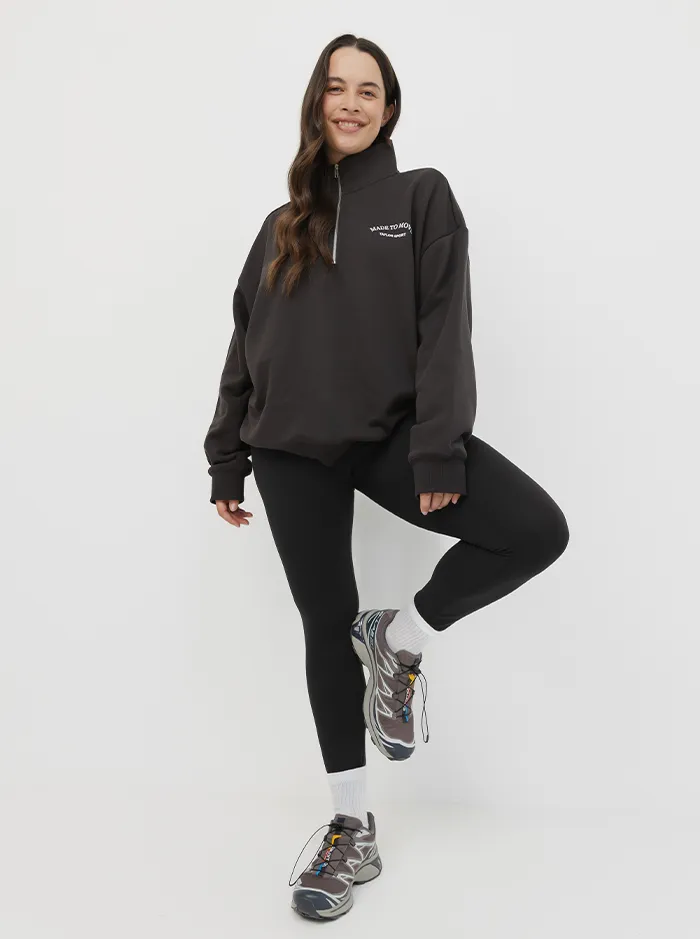Quarter Zip In Pepper Formal Casual