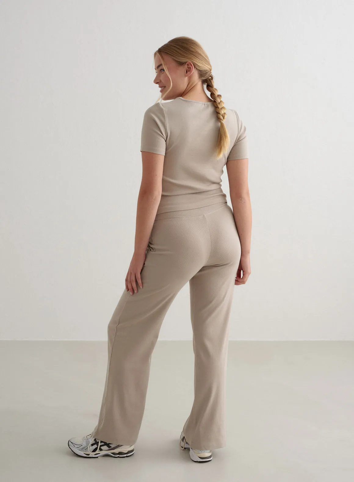 Dark Clay Ease Ribbed Short Sleeve sequined details EcoFriendlyMaterial