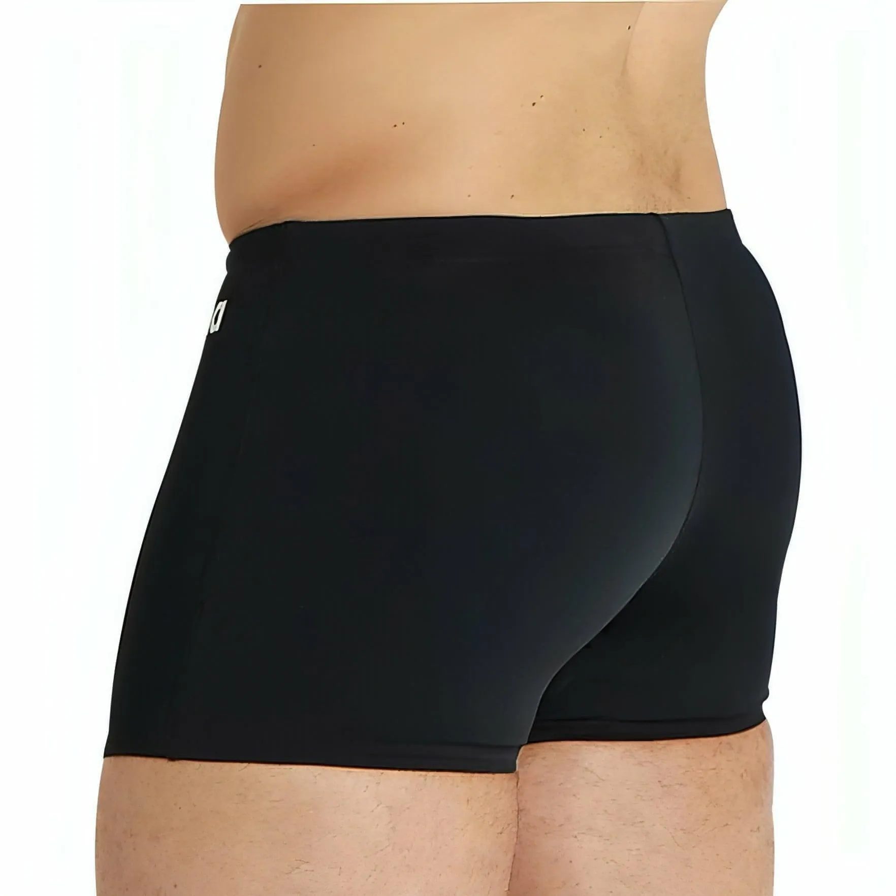 Ultra Flat Lock Stitching Reinforced Gusset Arena Solid Mens Swim Shorts - Black