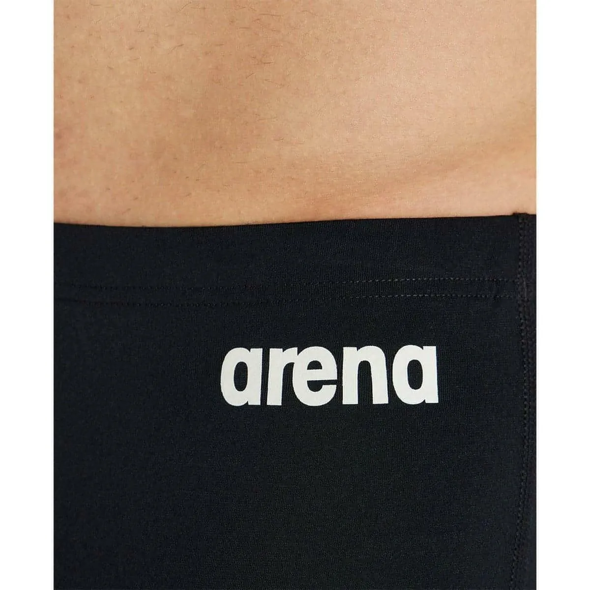 Adjustable Drawstring Waist Quick Drying Lining Arena Solid Mens Swim Shorts - Black