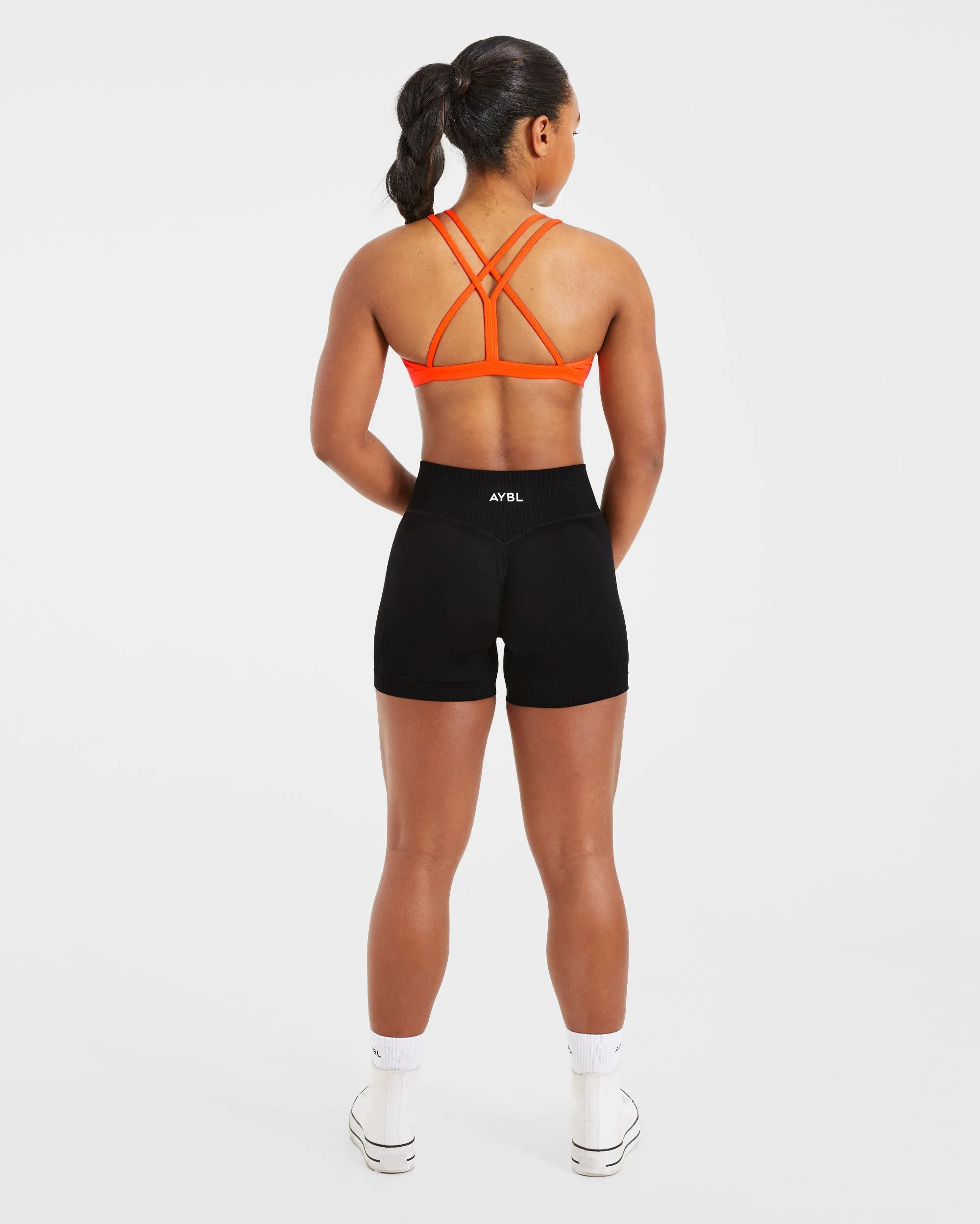 Essential Strappy Sports Bra - Bright Orange Tight fit seams