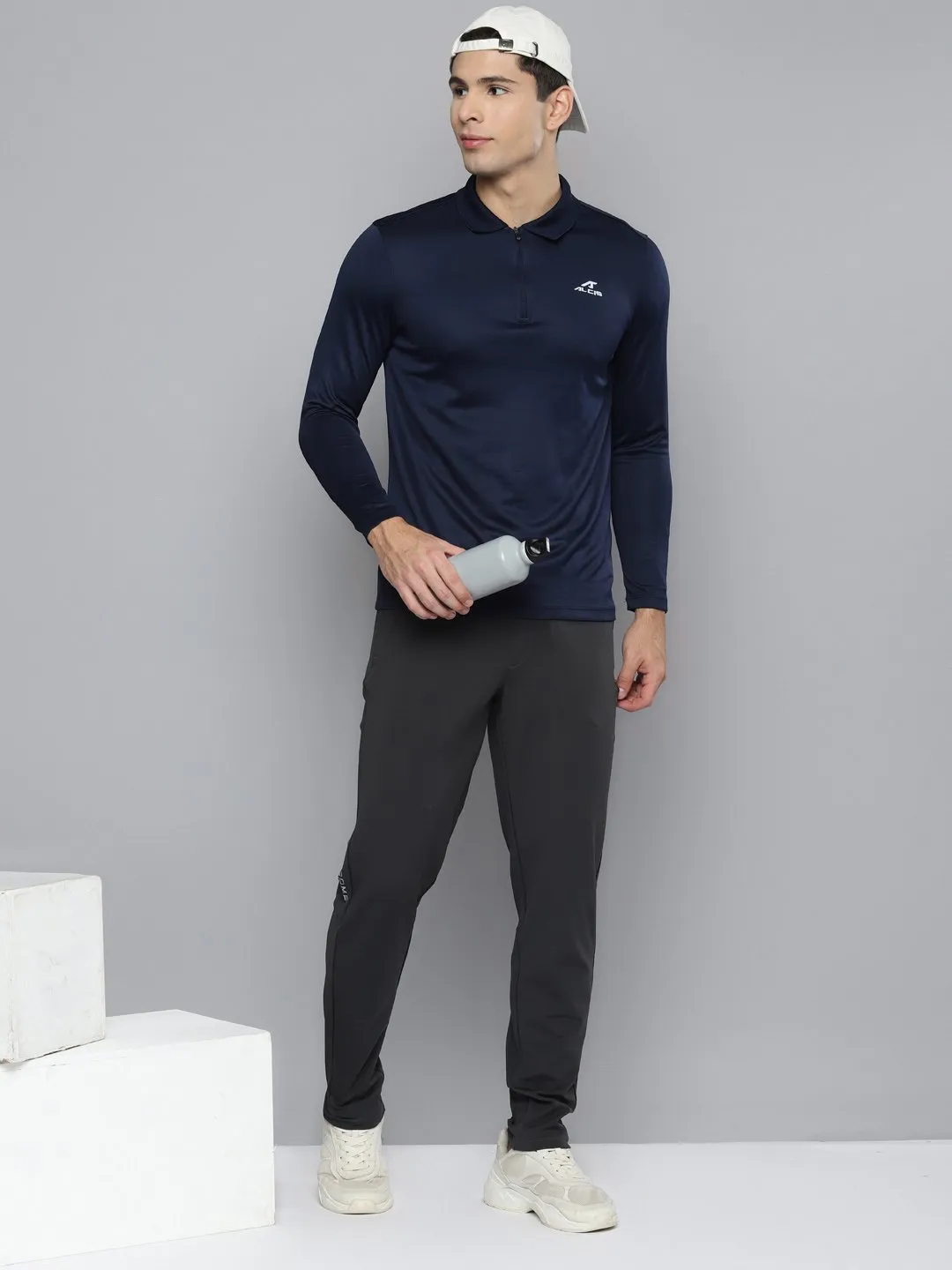 Alcis Men Solid Grey Track Pant Snag Free Fabric