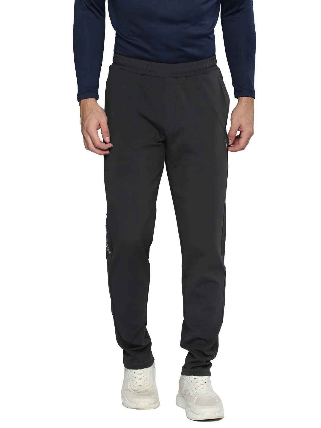 High Waist Alcis Men Solid Grey Track Pant