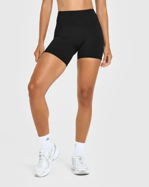 Moisture Controlled Lining Sweat Resistant Lining Unified High Waisted Shorts White Logo 6" | Black