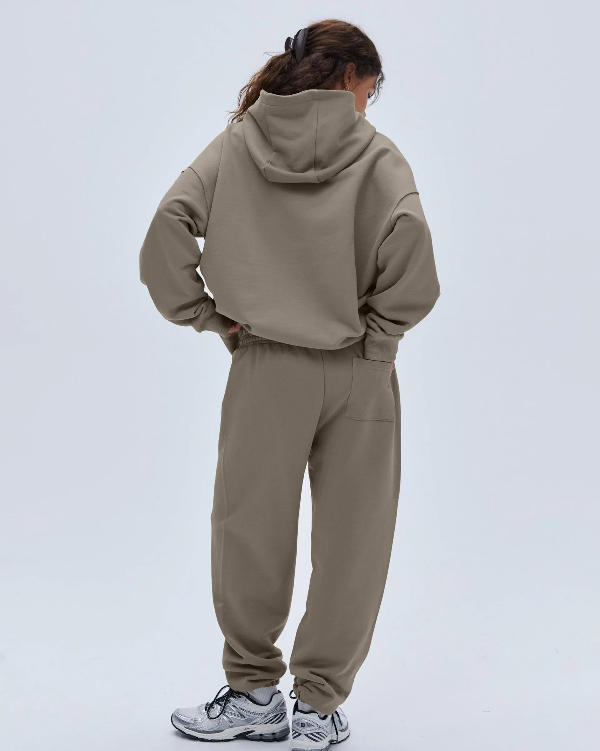 UVProtectiveLayer Recyclable Fabric Blend Varsity Sweatpants - Clay Beige