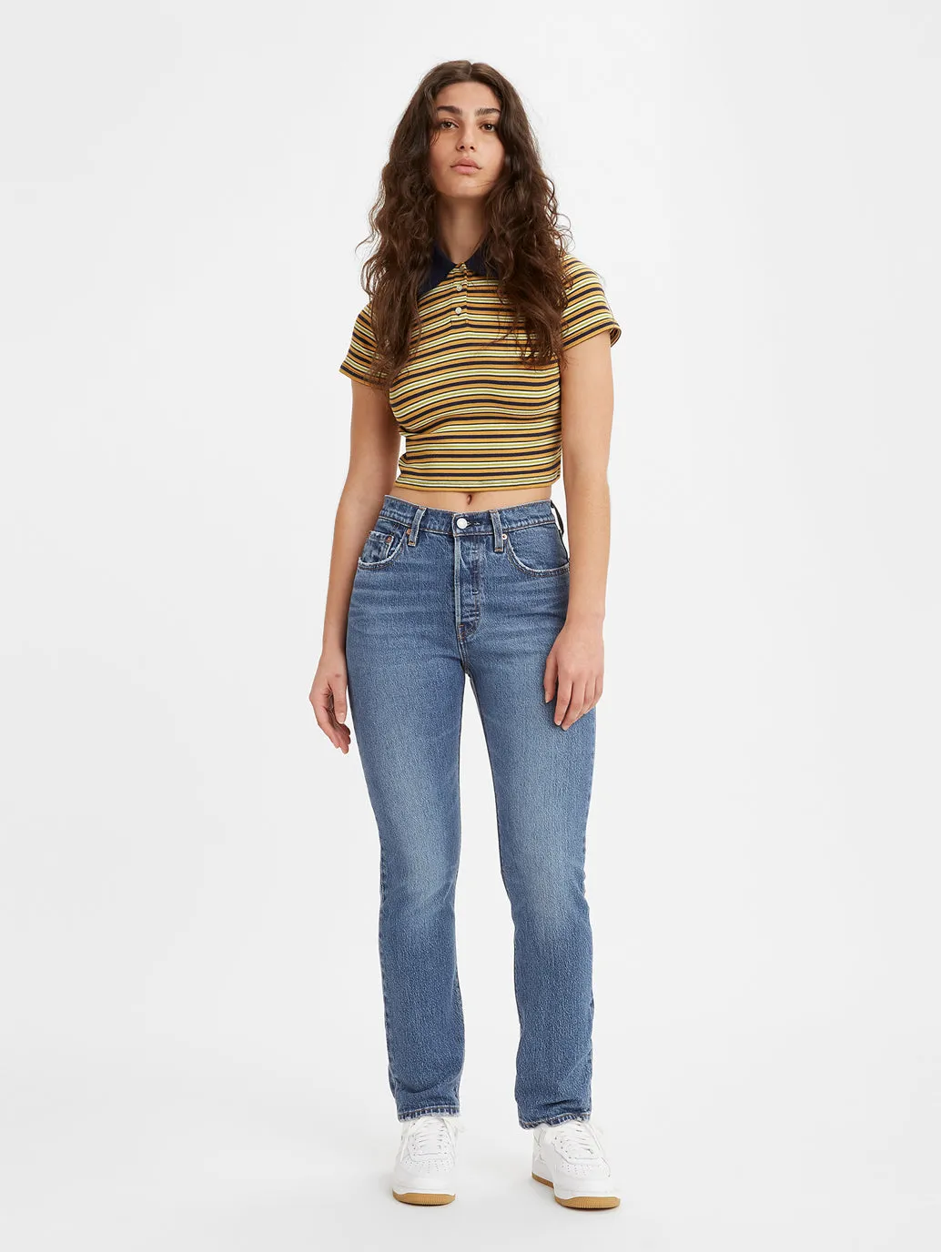 Simple Wear Women's 501 Blue Straight Fit High Rise Jeans