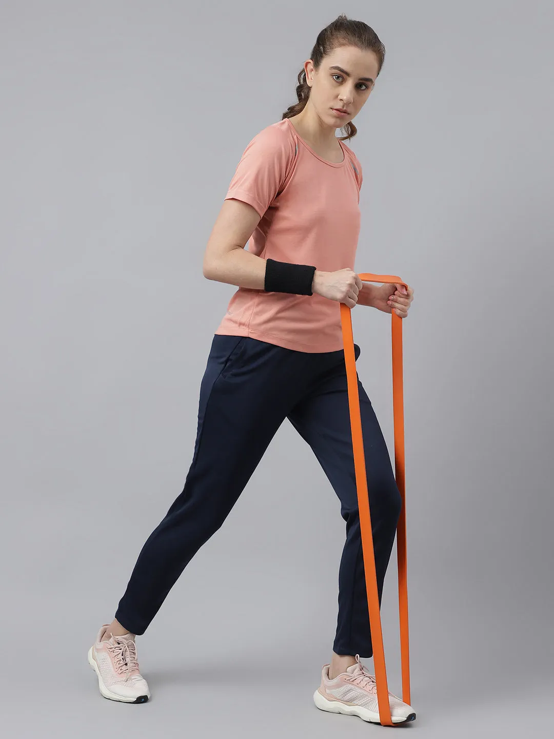 Alcis Women's Navy Anti-Static Drytech  Slim-Fit Training Track Pants Core Style