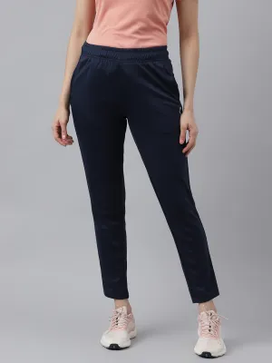 Alcis Women's Navy Anti-Static Drytech  Slim-Fit Training Track Pants No Iron