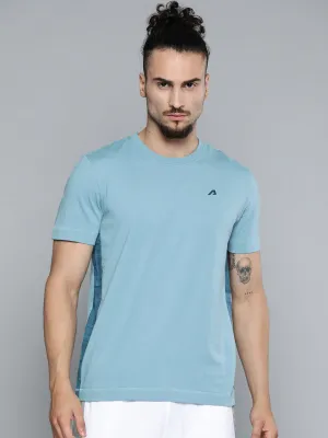 Alcis Men Blue Solid Slim Fit Gym T-shirt Ventilated Back Panels Gentle Power