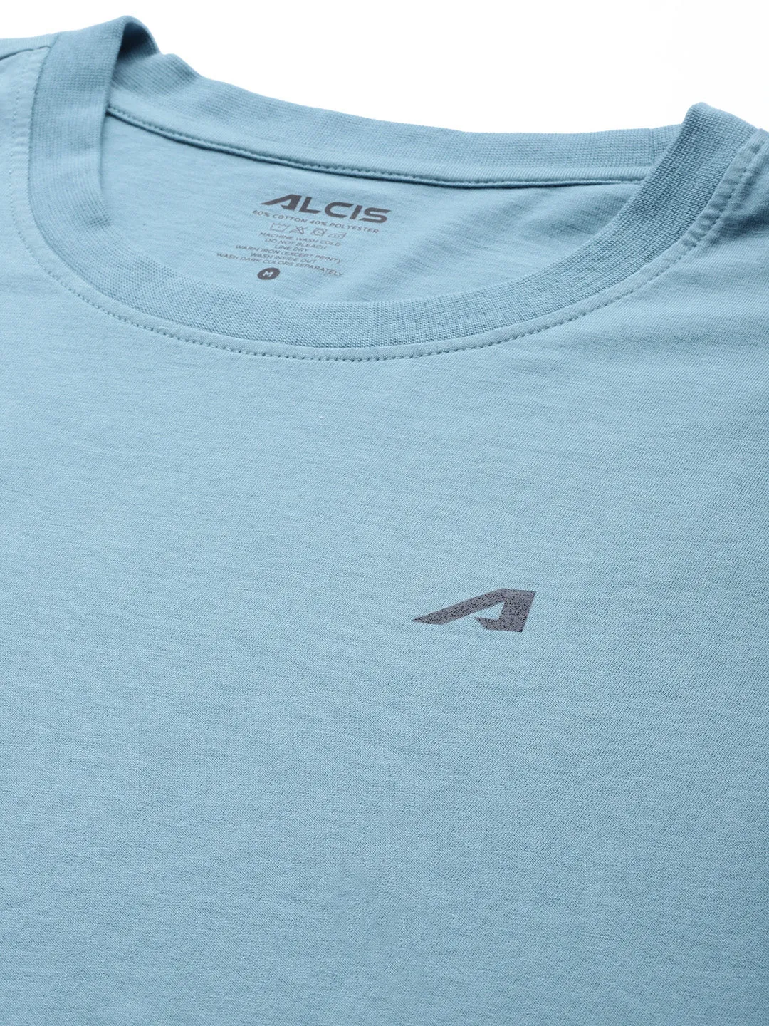RipstopFabric Alcis Men Blue Solid Slim Fit Gym T-shirt