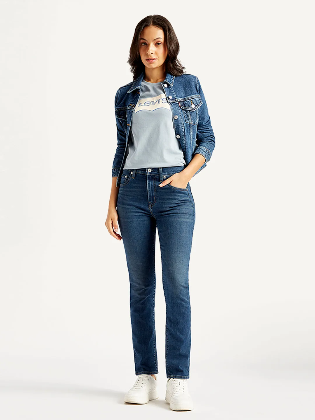 Traveler Gear Luxury High Quality Eco Friendly Women's 724 Blue Straight Fit High Rise Jeans