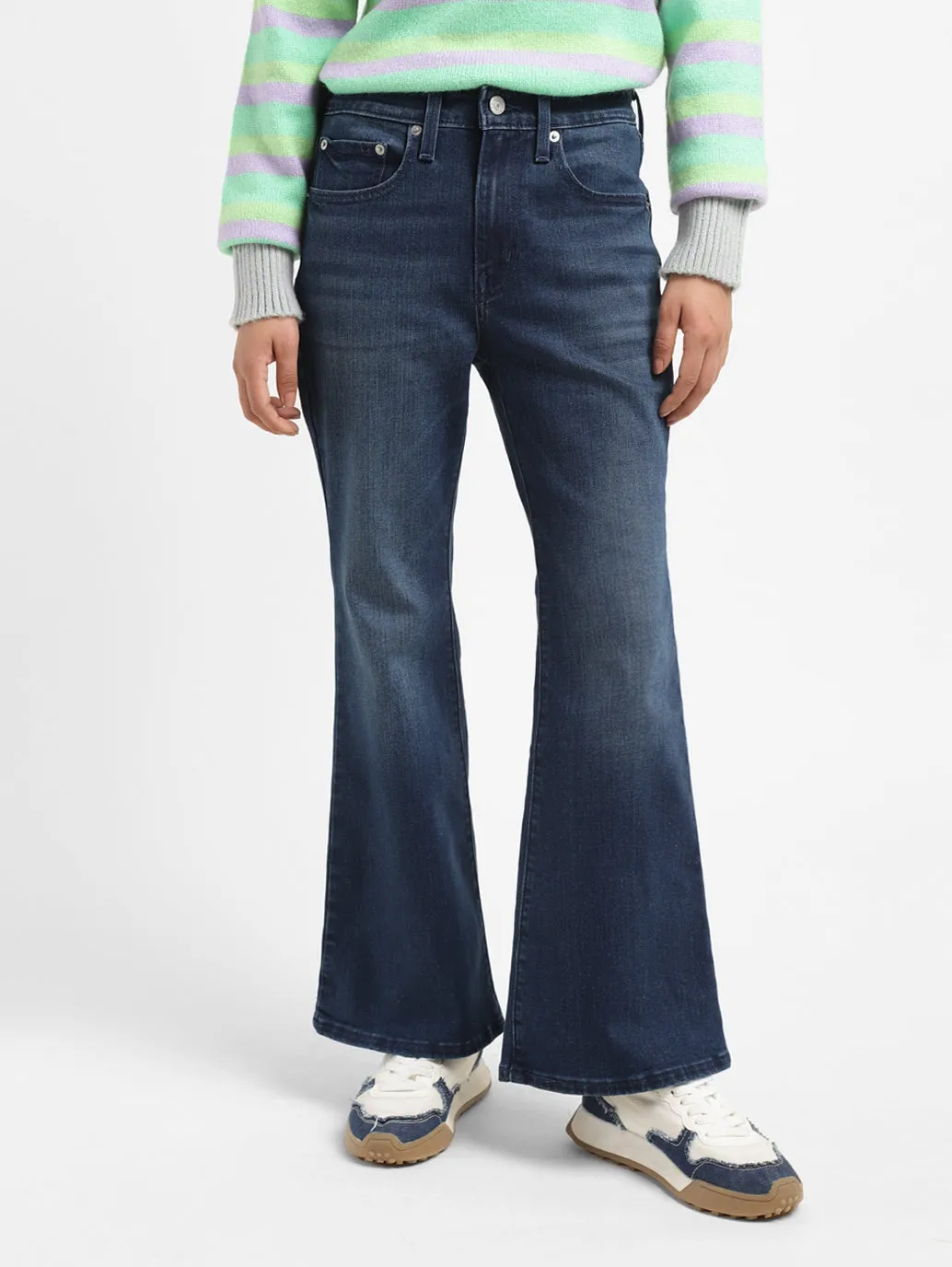 Go Anywhere Look Rainy Day High Quality Women's 726 Indigo Flared Fit High Rise Jeans