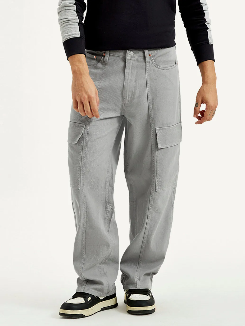 Men's 578 Grey Loose Fit Mid Rise Jeans Streetwear Fan Beach Day