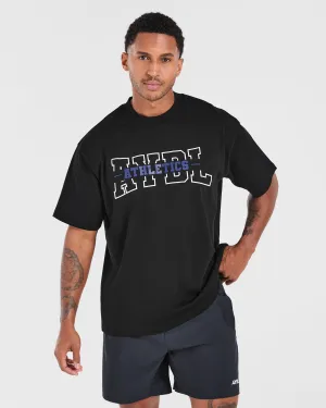 Athletics Oversized T Shirt - Black Comfortable Stretch FunctionalPockets