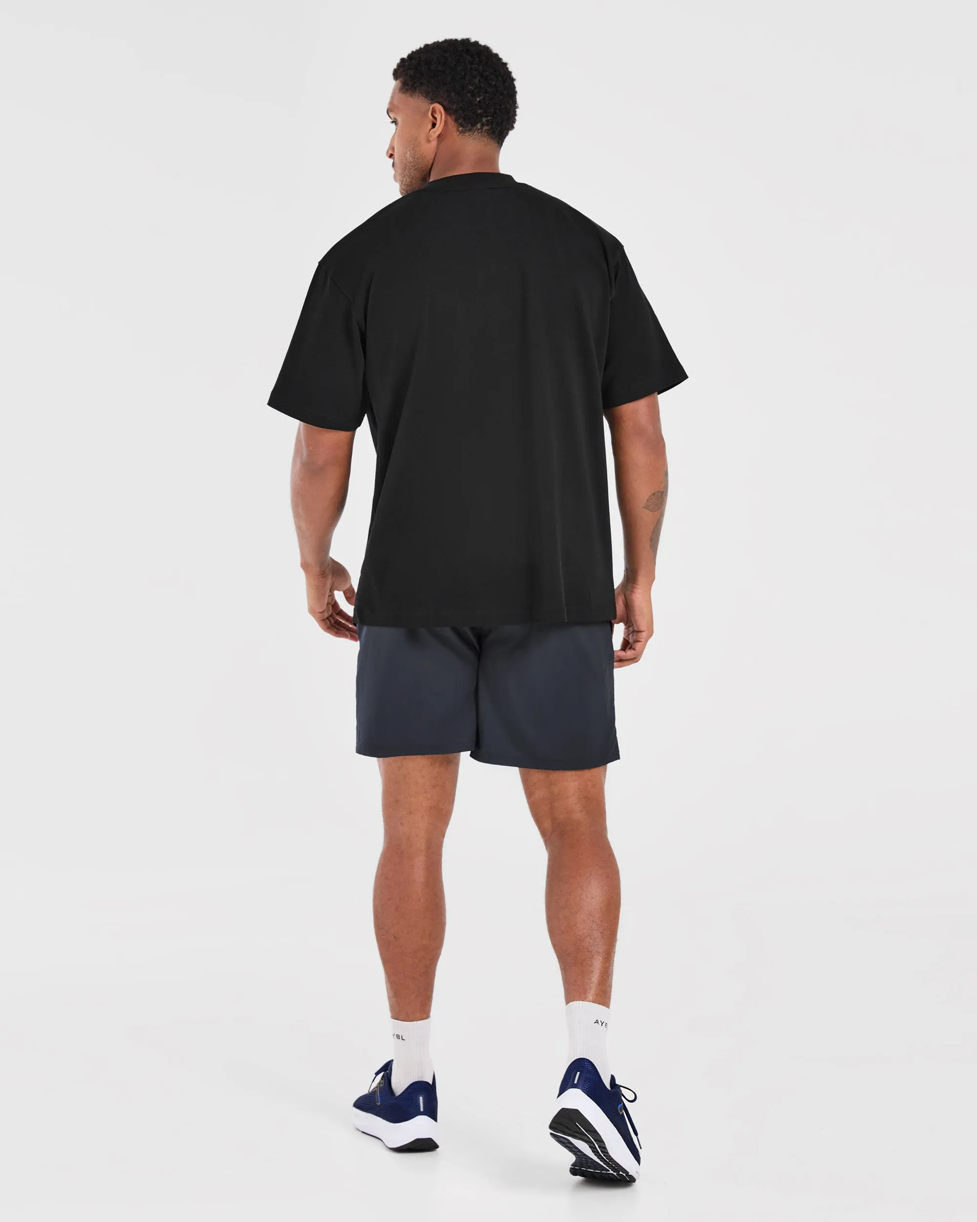 Durable Color Retention Stretchable Fabric Athletics Oversized T Shirt - Black