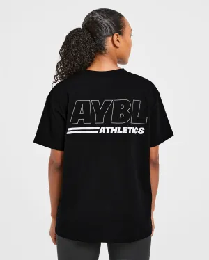 Athletics Track Oversized T Shirt - Black/White SnagResistant Fabric LightweightConstruction Four Way Stretch
