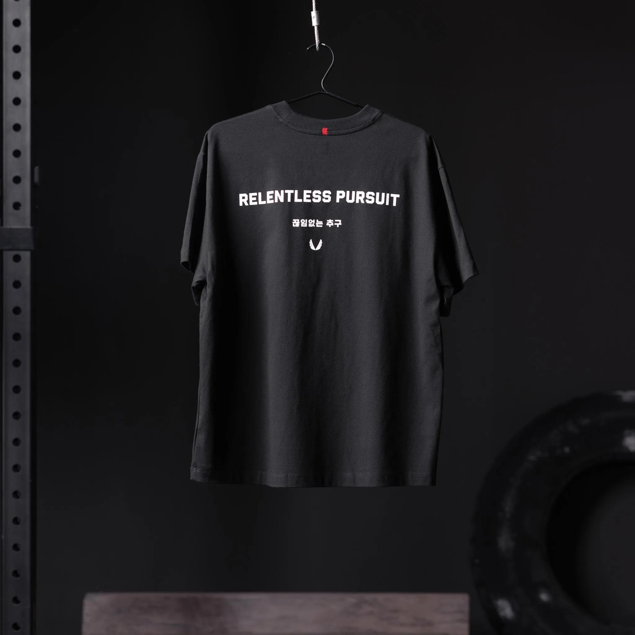 0797. Tech Essential? Relaxed Tee - Black "RP Wings Stack" Plus size clothing