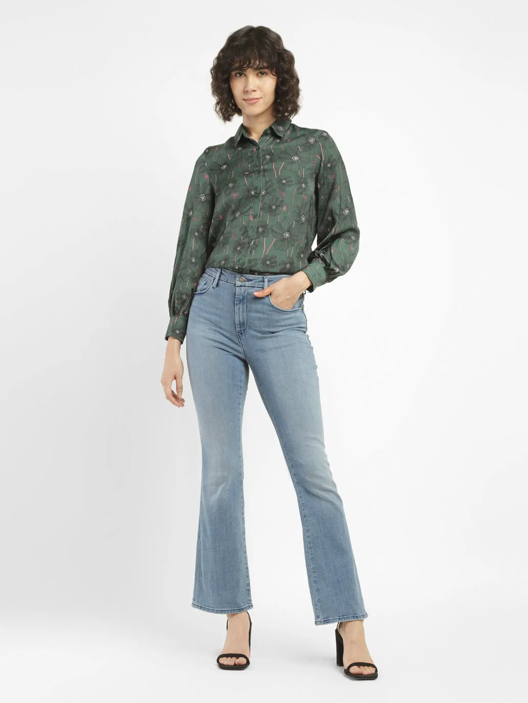 Women's Redloop 725 Blue Flared Fit High Rise Jeans Weekend Style