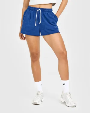 Running Shorts On The Go Raw Lounge Oversized Shorts | Washed Vintage Navy Soft Brushed Lining