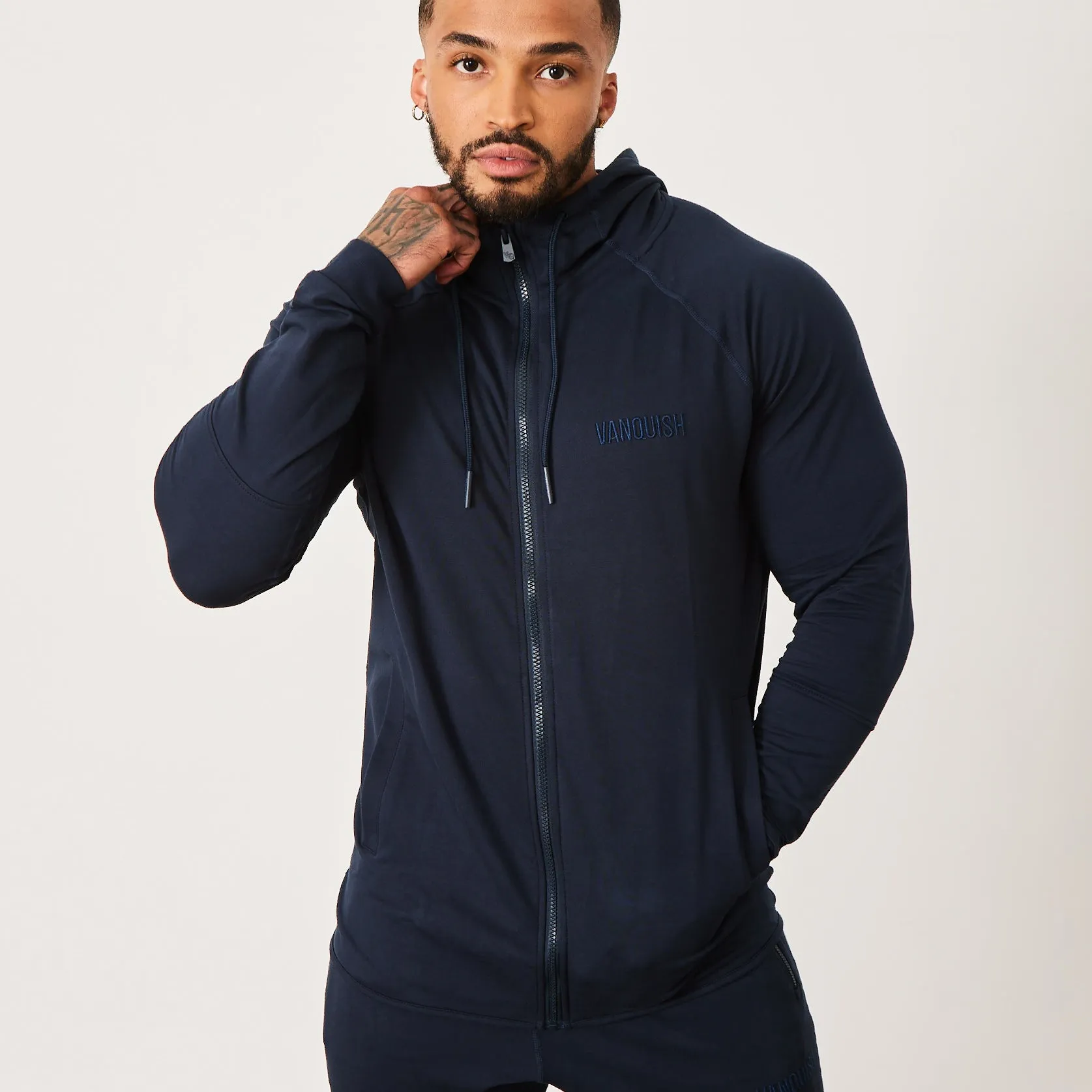 Vanquish Eclipse V2 Navy Blue Full Zip Front Hoodie City Streets Pika like
