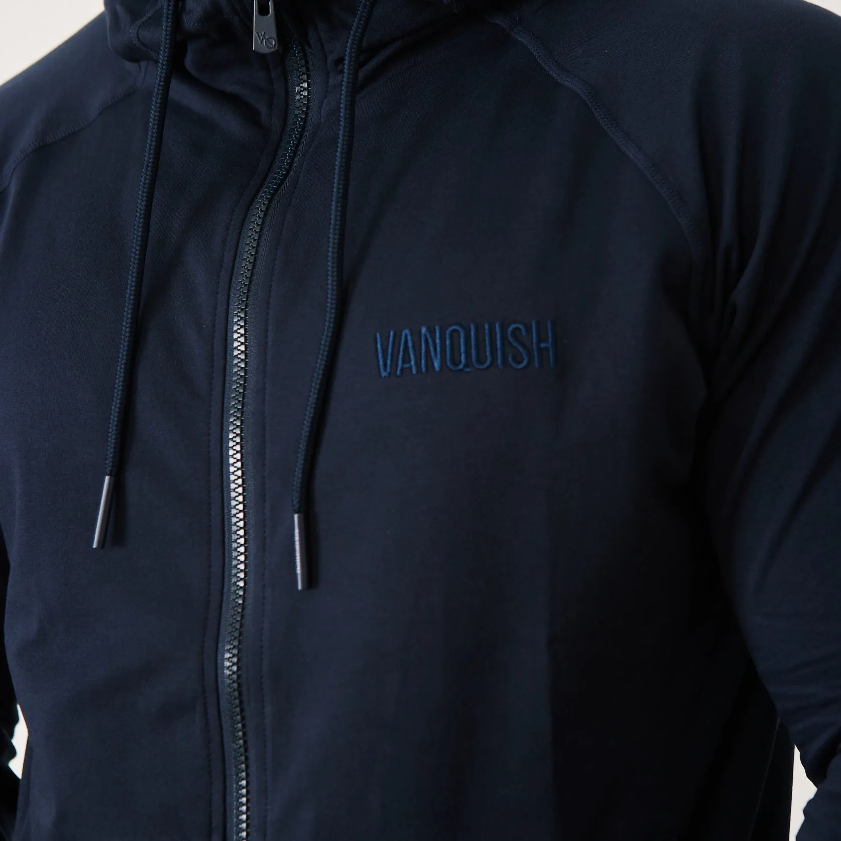 Relaxed Comfort Garment Dyed Finish Vanquish Eclipse V2 Navy Blue Full Zip Front Hoodie