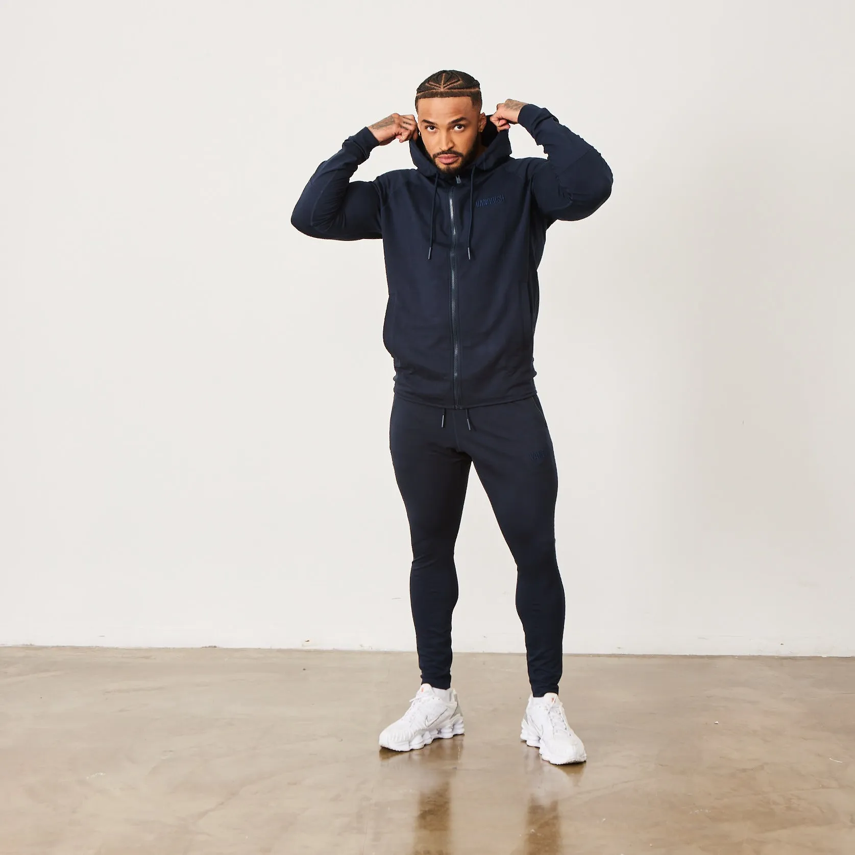 fleece material Yacht club style Vanquish Eclipse V2 Navy Blue Full Zip Front Hoodie