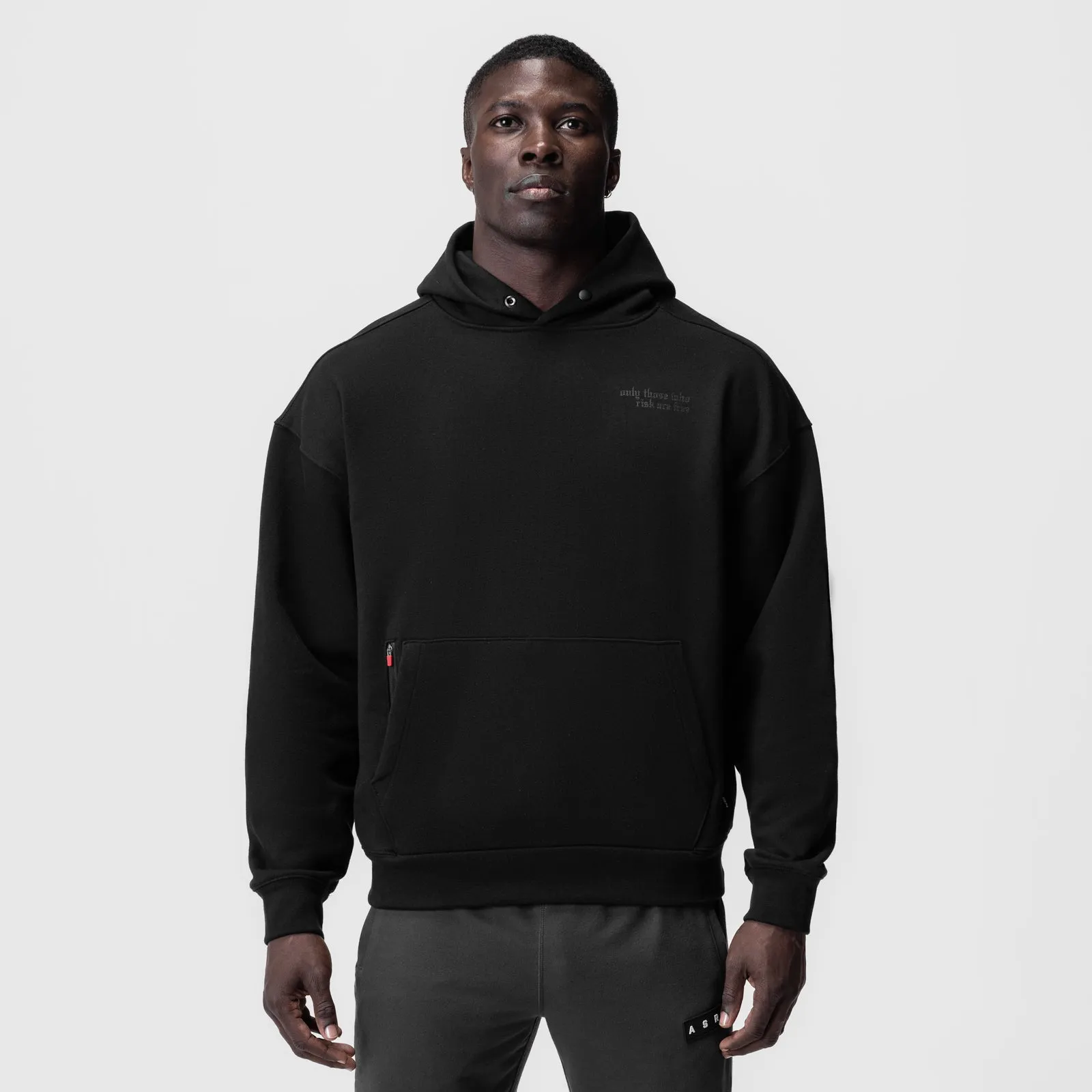 0874. Tech-Terry? Zip Pocket Hoodie - Black/Black "Brush Wings/ASRV" Seamless Shoulder