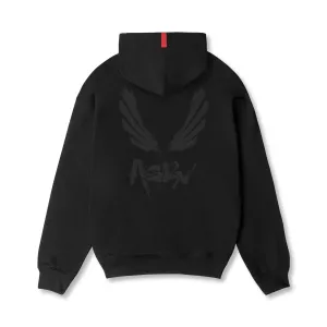 0874. Tech-Terry? Zip Pocket Hoodie - Black/Black "Brush Wings/ASRV" Color Variety Stretch Knit Construction