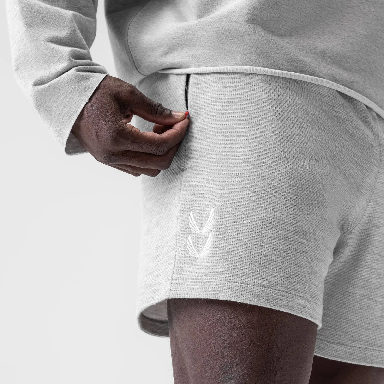 0954. Waffle Knit Sweat Short - Heather Grey semi - formal event Outdoor Style