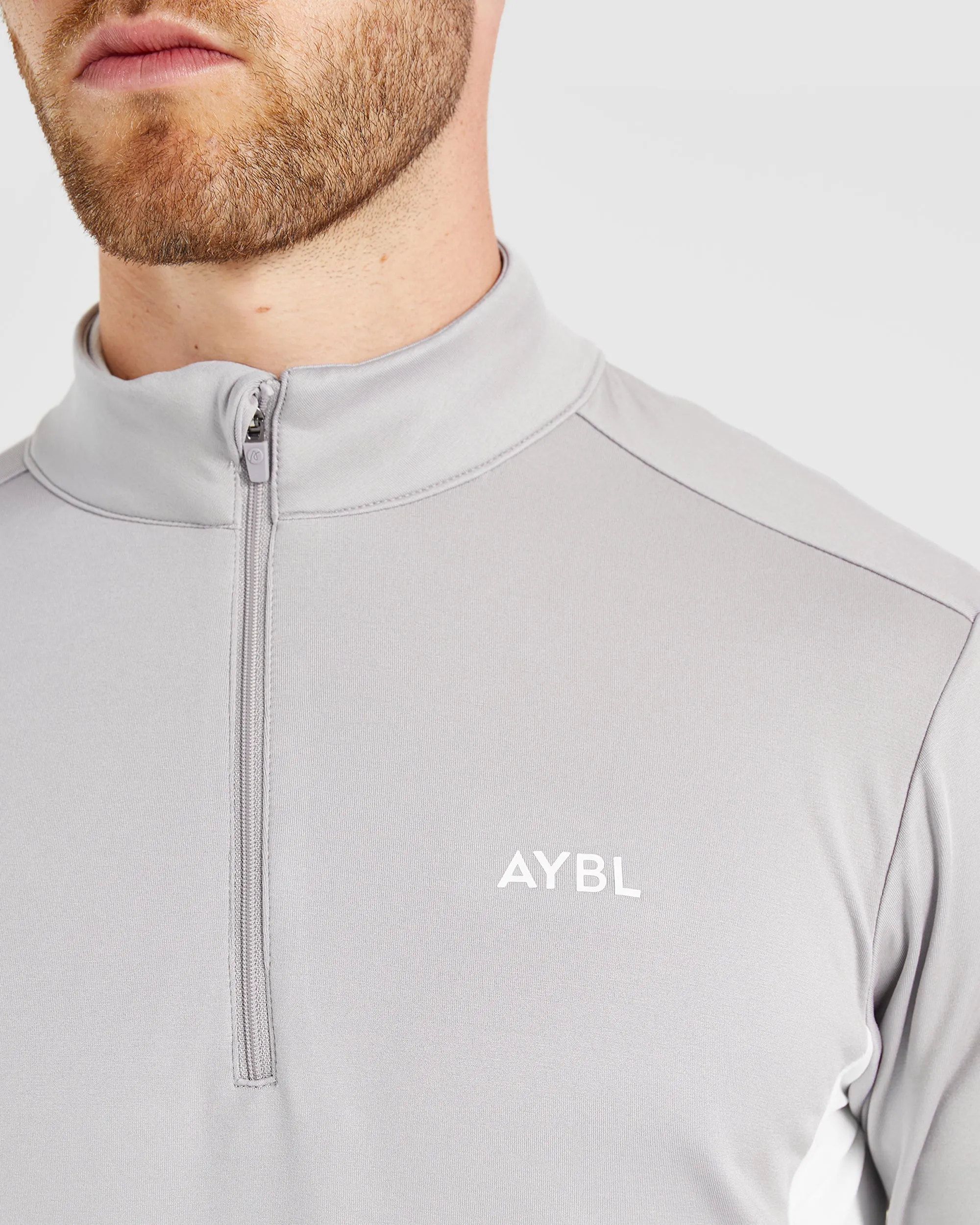 Performance 1/4 Zip Pullover - Grey Contrast Inner Layer Stretchable Cuffs
