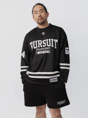 Shape Retention Varsity Hockey Jersey in Court Black