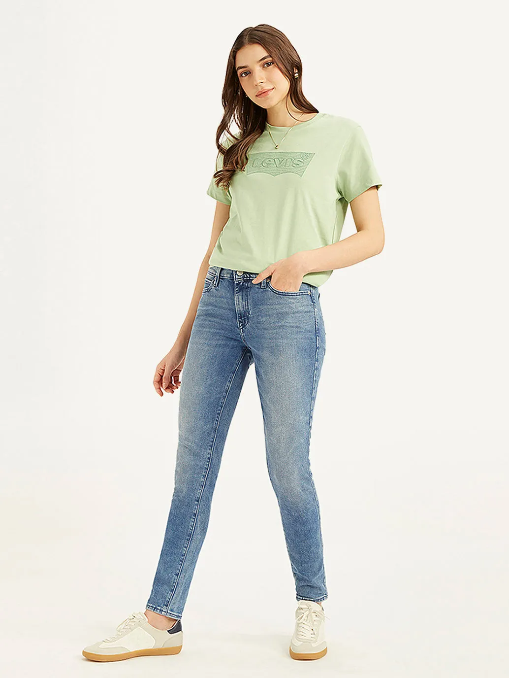 Base Style Women's 711 Blue Skinny Fit Mid Rise Jeans