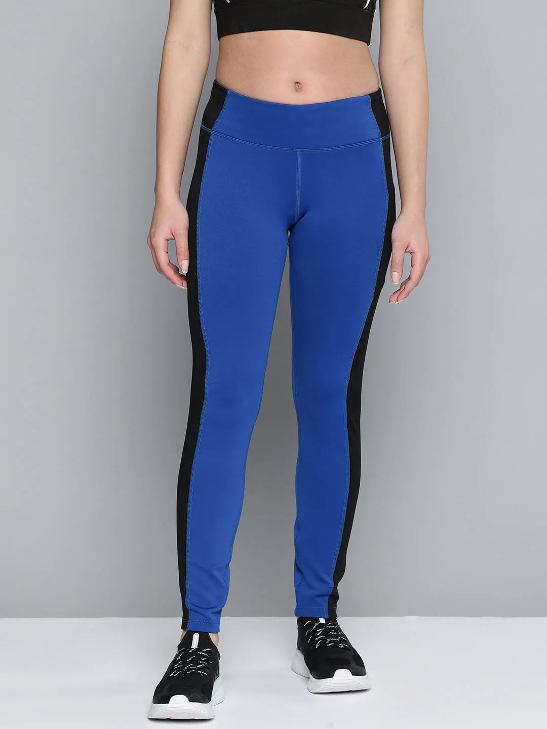 For Kids Stretch Fit Motion Ease Alcis Women Blue Black Colorblocked Sports Tights