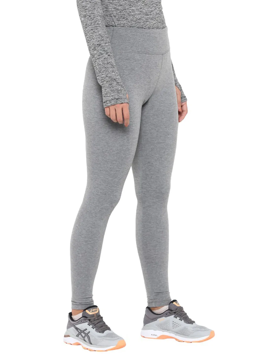 All Ages Double Layer Alcis Women Grey Solid Ankle-Length Leggings