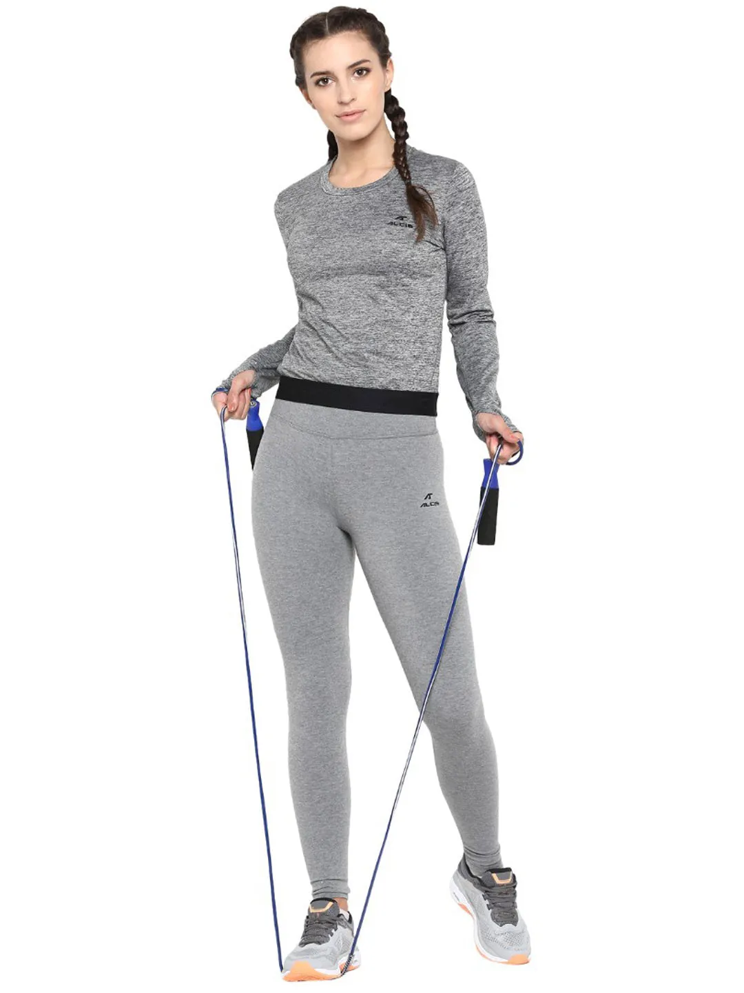 Alcis Women Grey Solid Ankle-Length Leggings All Ages Travel Outfit