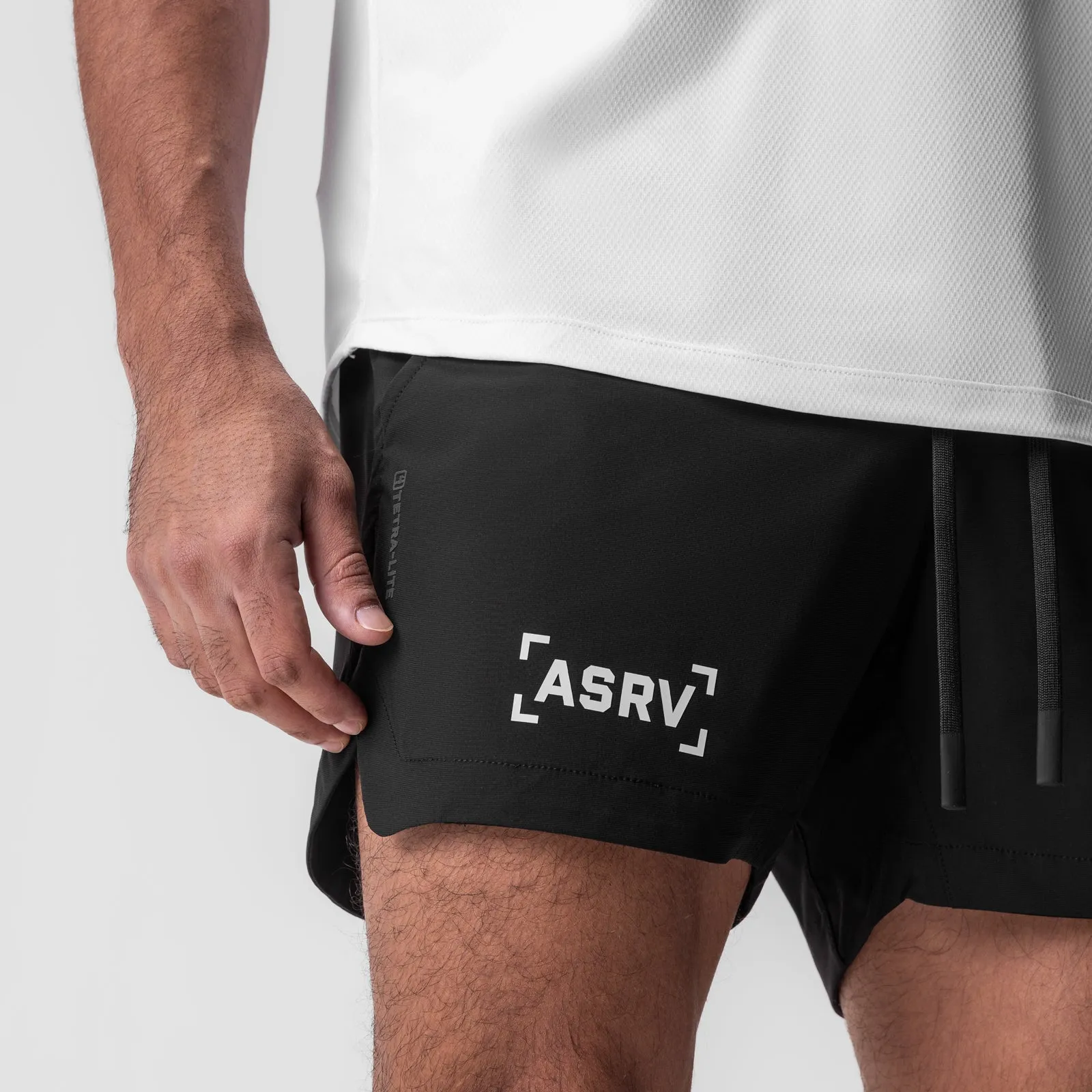 Breathable Lining 0751. Tetra-Lite? 5" Linerless Short - Black "White Bracket"