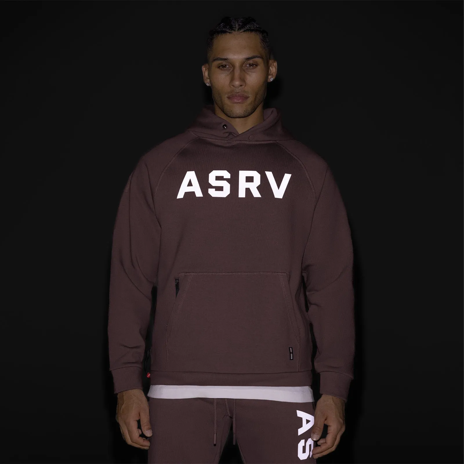 0905. Tech-Terry? Weather-Ready Training Hoodie - Nightshade "ASRV" Monochrome Palette Date wear