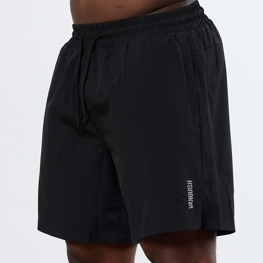 Vanquish Essential Black 7" Performance Shorts Tailored Cut skin friendly