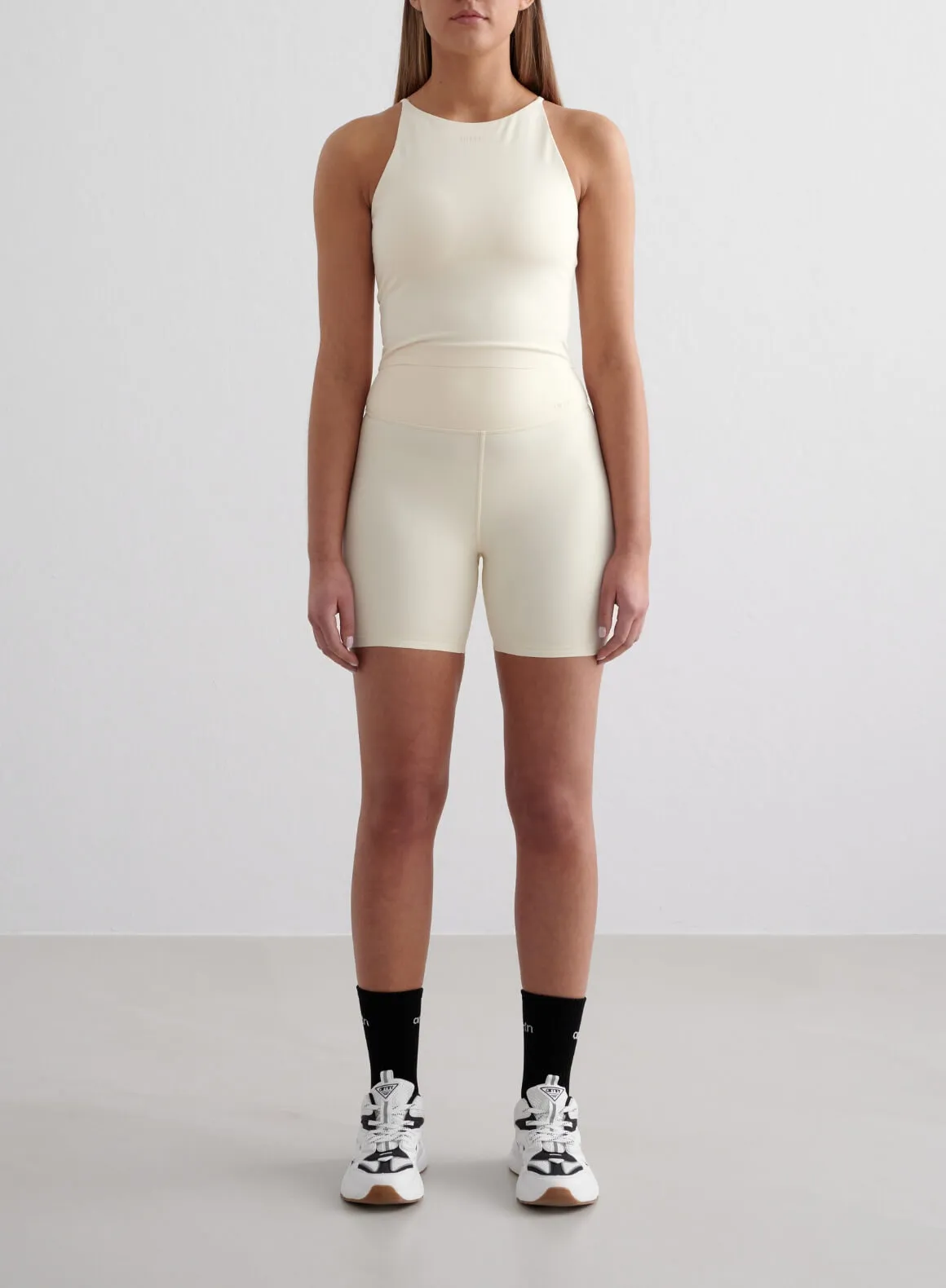 Stretch Comfort Soft Stretch Almond White Sense Midi Biker Shorts