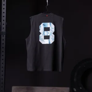 0807. Tech Essential? Relaxed Cutoff - Black "Marble 8" Quick Smooth MoistureWicking Material