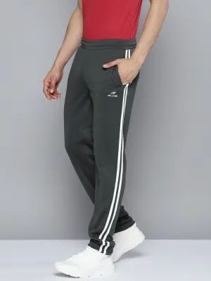 Alcis Men Grey Solid Track Pants Striped Pattern Water Repellent