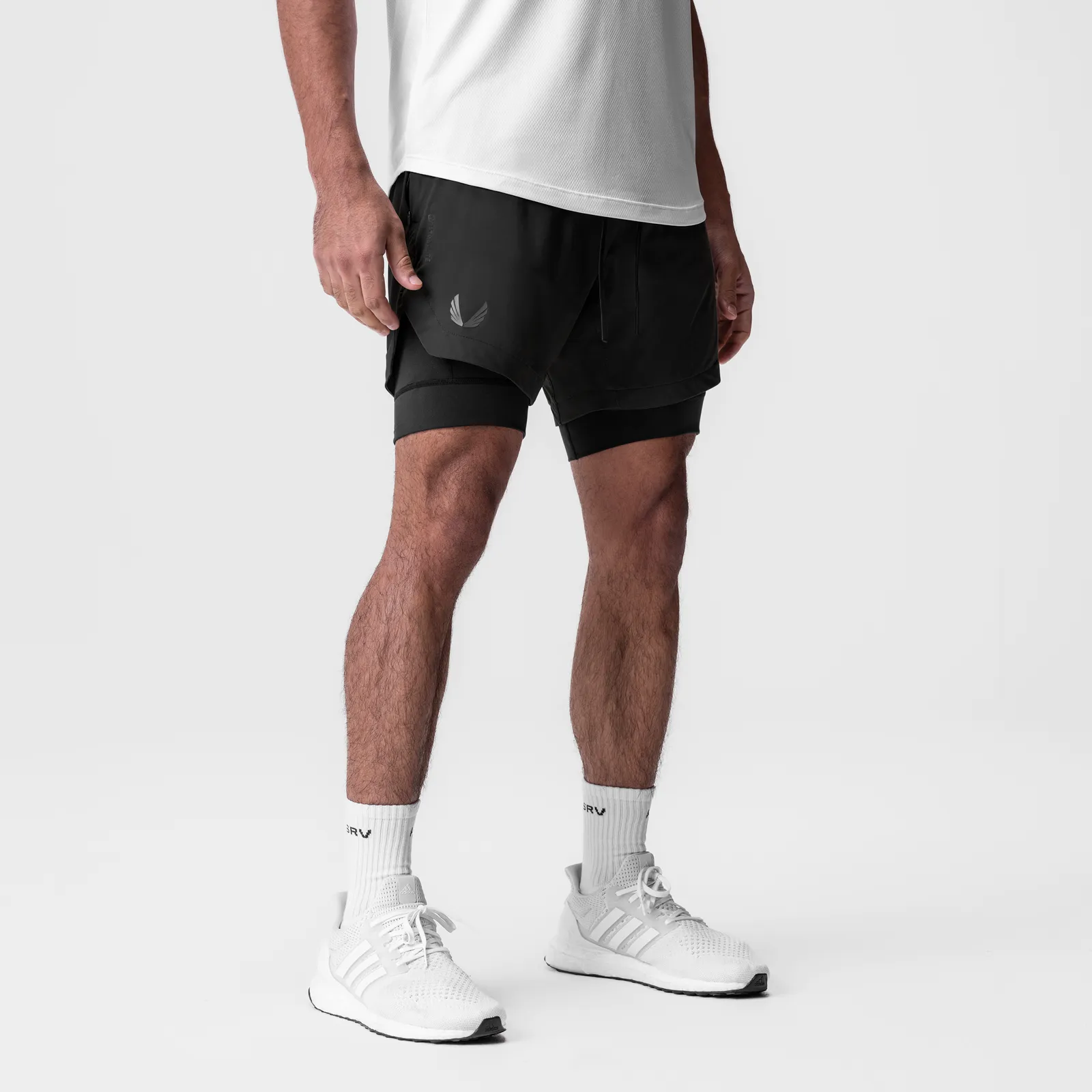 0866. Tetra-Lite? 7" Liner Short - Black "Black Wings"/Black Breathable Lining